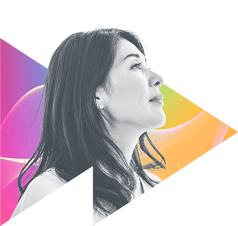 Person in graphic treatment